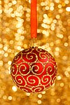 Red ornamented Christmas bauble